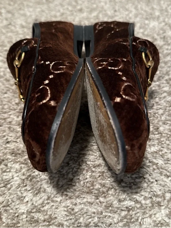 Gucci Brown Velvet Horsebit Loafers - Picture 7 of 9